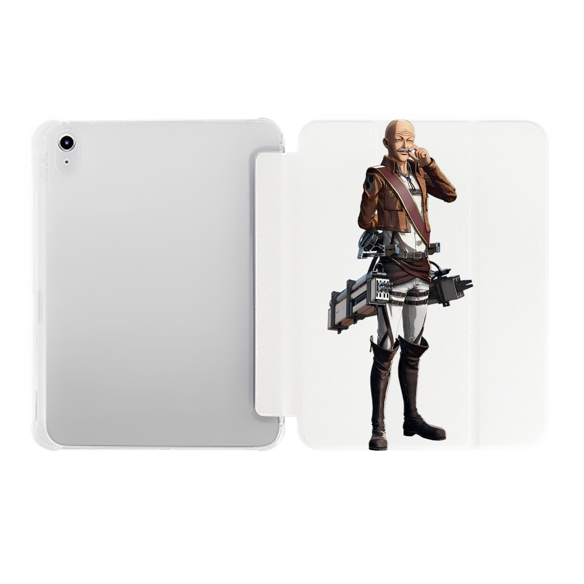 （画像用） 進撃の巨人 ドット·ピクシス Attack on Titan Dot Pixis IPad ケース ペン収納付き 三つ折りスタンド PUレザー×シリコン 対応機種9.5/10.5/10.9インチ